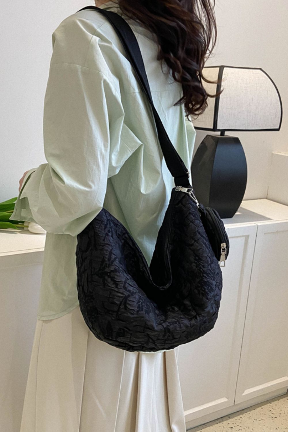 Textured Polyester Shoulder Bag