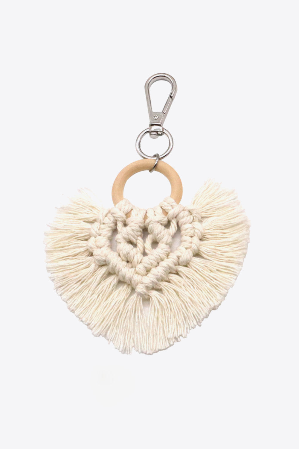 Assorted 4-Pack Heart-Shaped Macrame Fringe Keychain