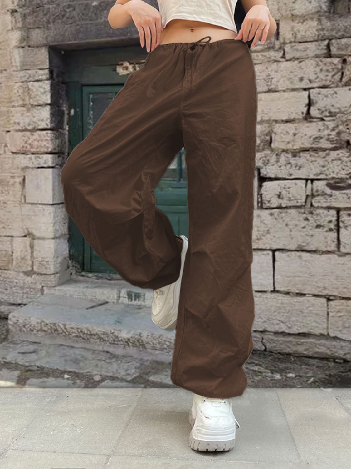 Drawstring Waist Pants with Pockets