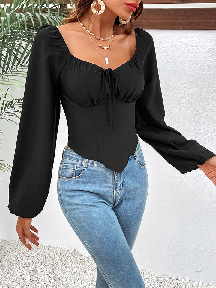 Raglan Sleeve Square Neck Blouse