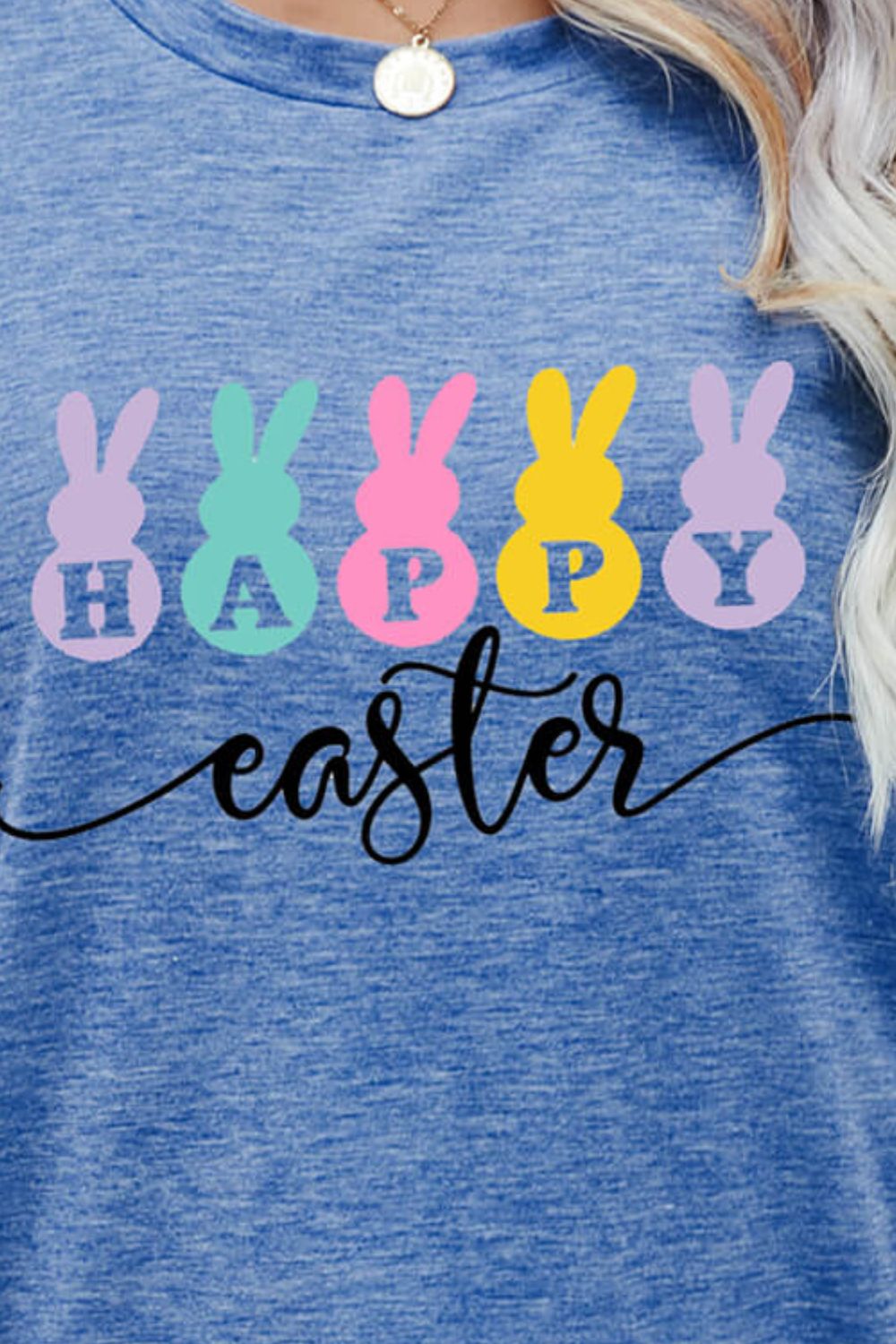 HAPPY EASTER Graphic Round Neck T-Shirt