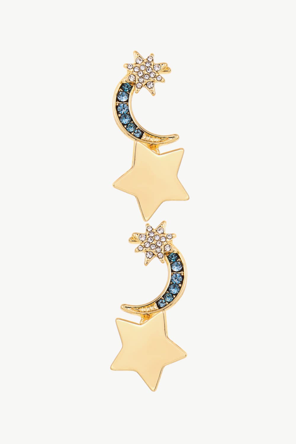 Lasting Wish Inlaid Rhinestone Star and Moon Drop Earrings