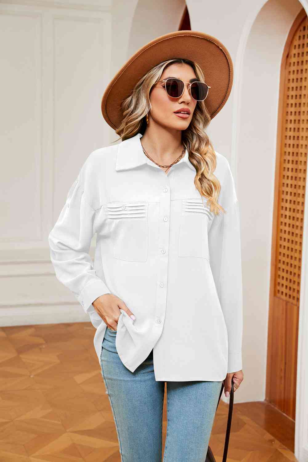 Dropped Shoulder Collared Shirt