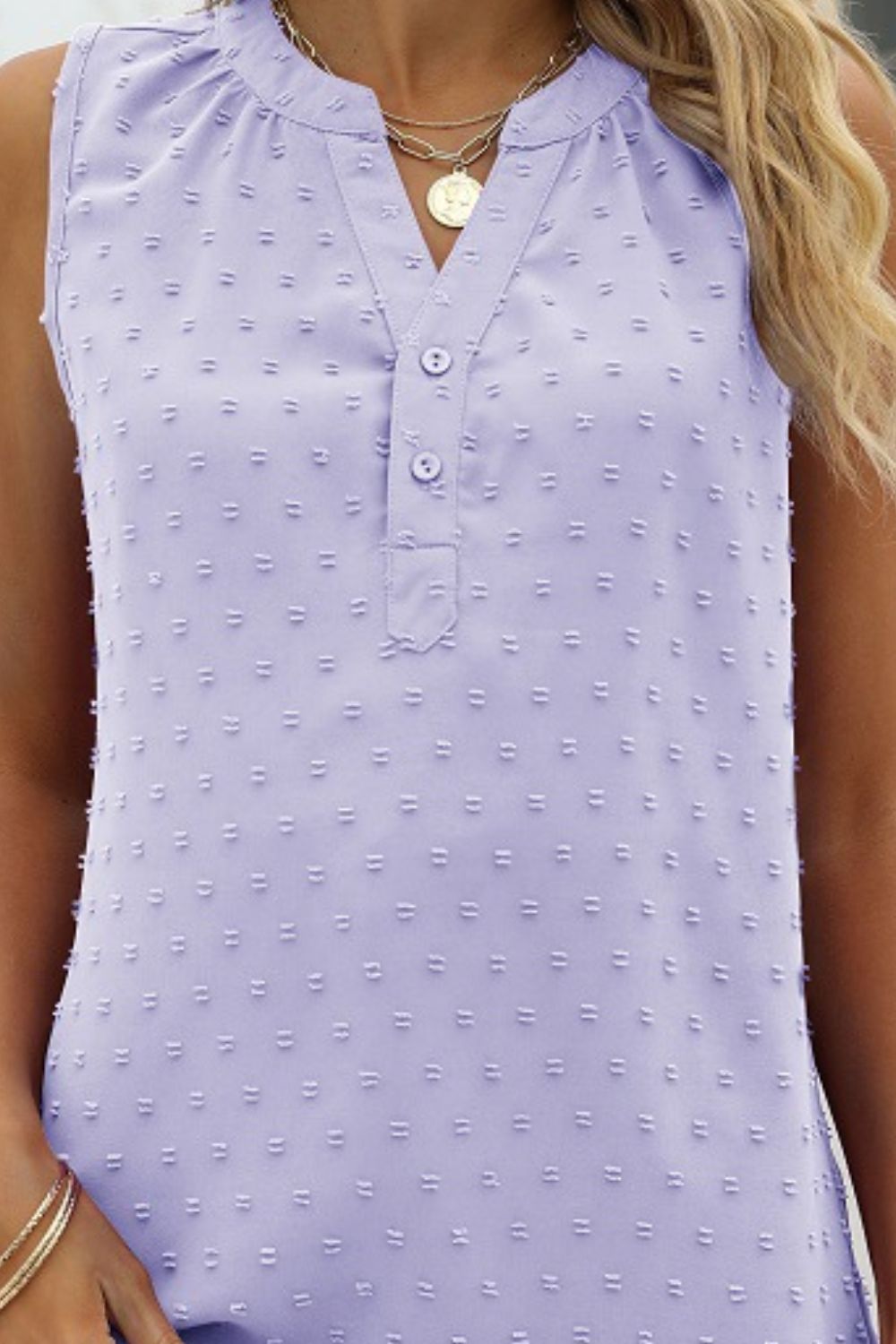 Swiss Dot Notched Neck Tank