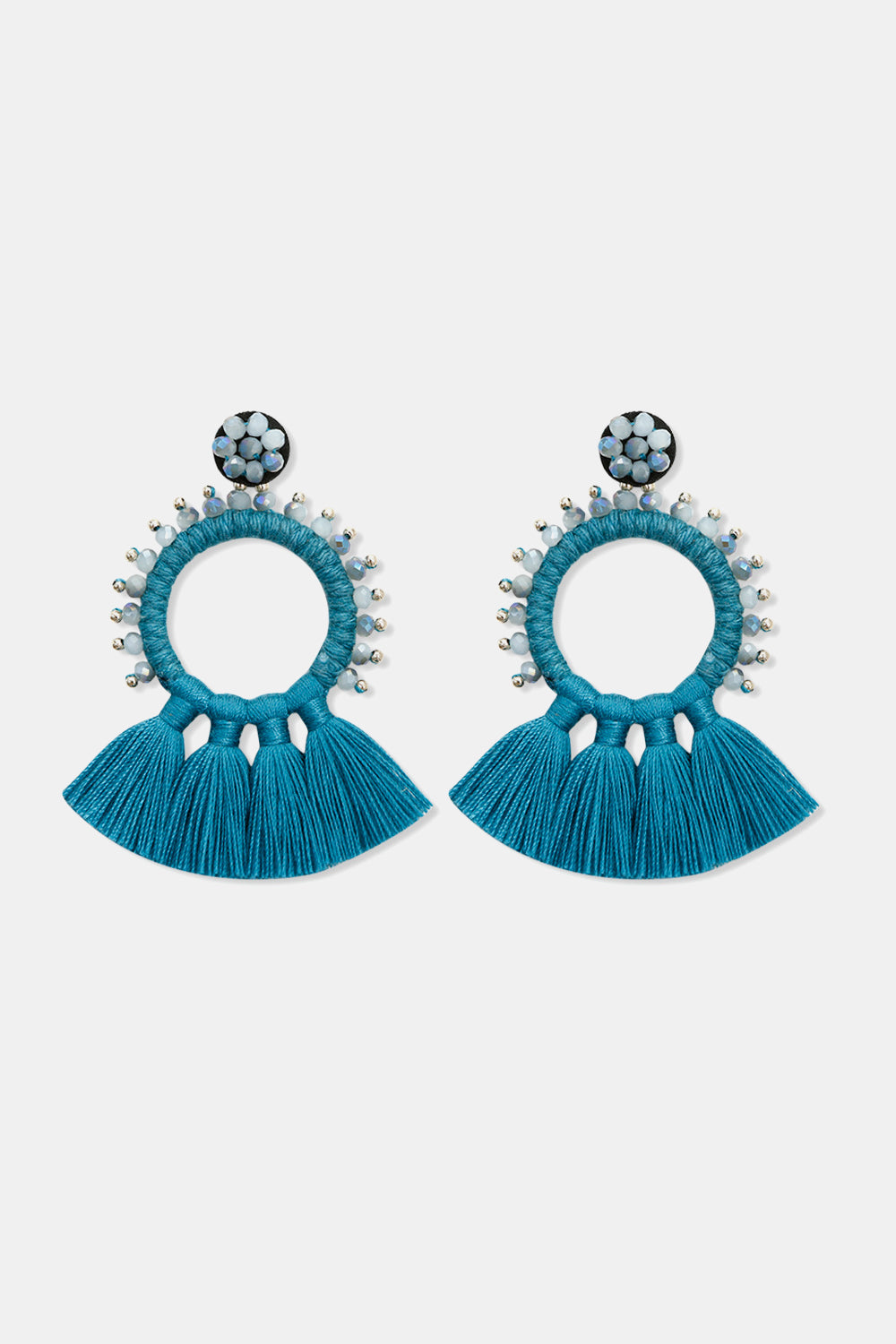 Bead Detail Tassel Dangle Earrings