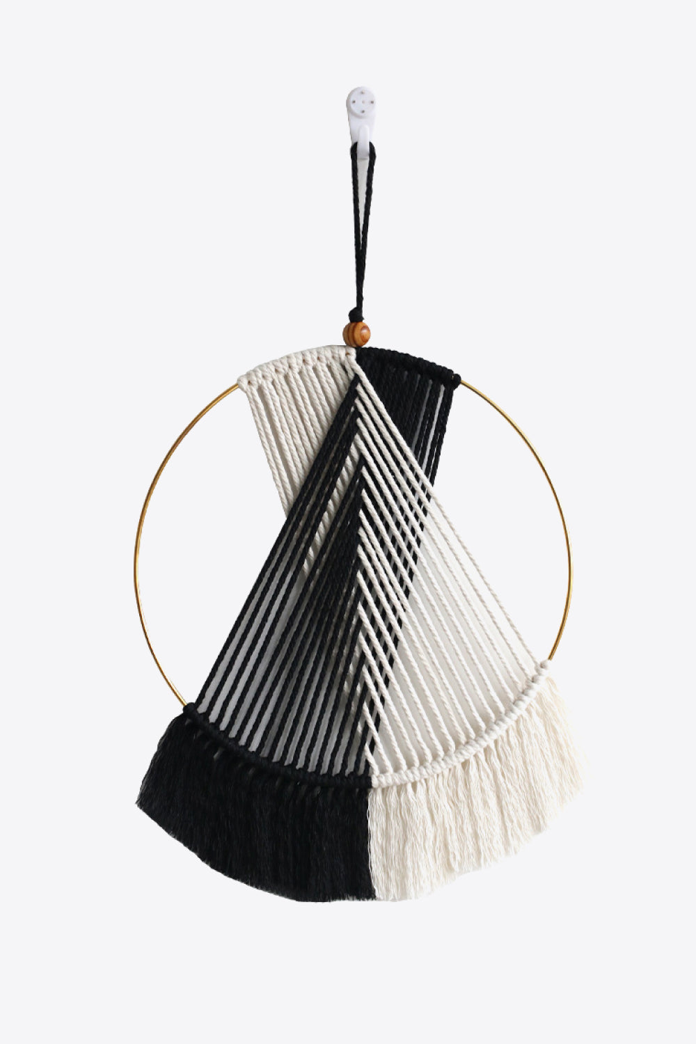 Contrast Fringe Round Macrame Wall Hanging