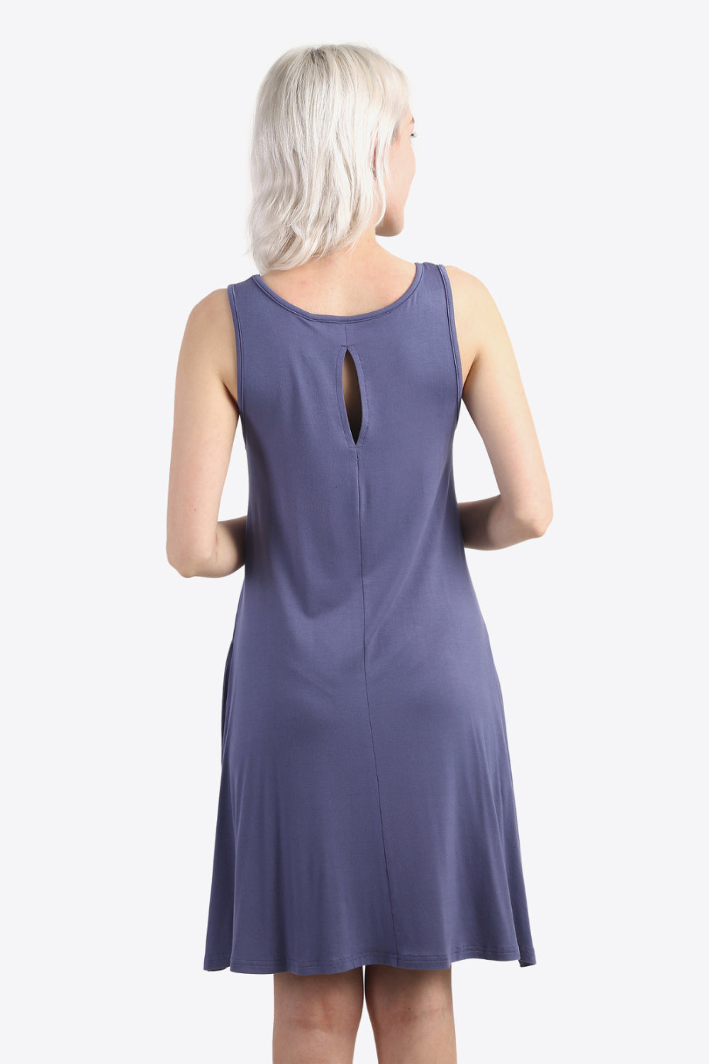 Cutout Scoop Neck Sleeveless Dress with Pockets