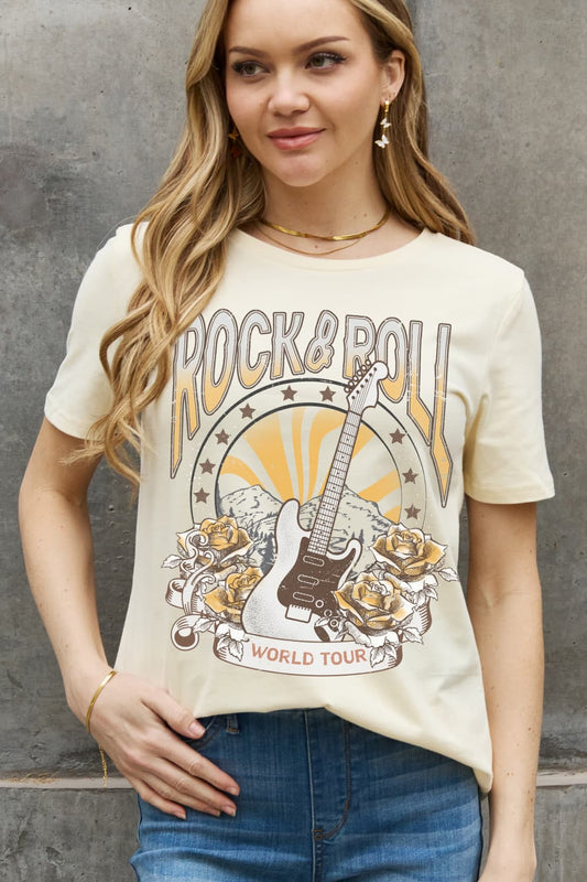 Simply Love Simply Love Full Size ROCK & ROLL WORLD TOUR Graphic Cotton Tee