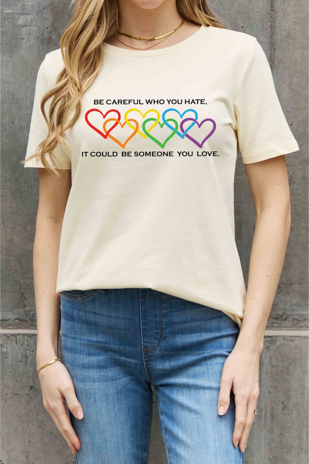 Simply Love Full Size Heart Slogan Graphic Cotton Tee