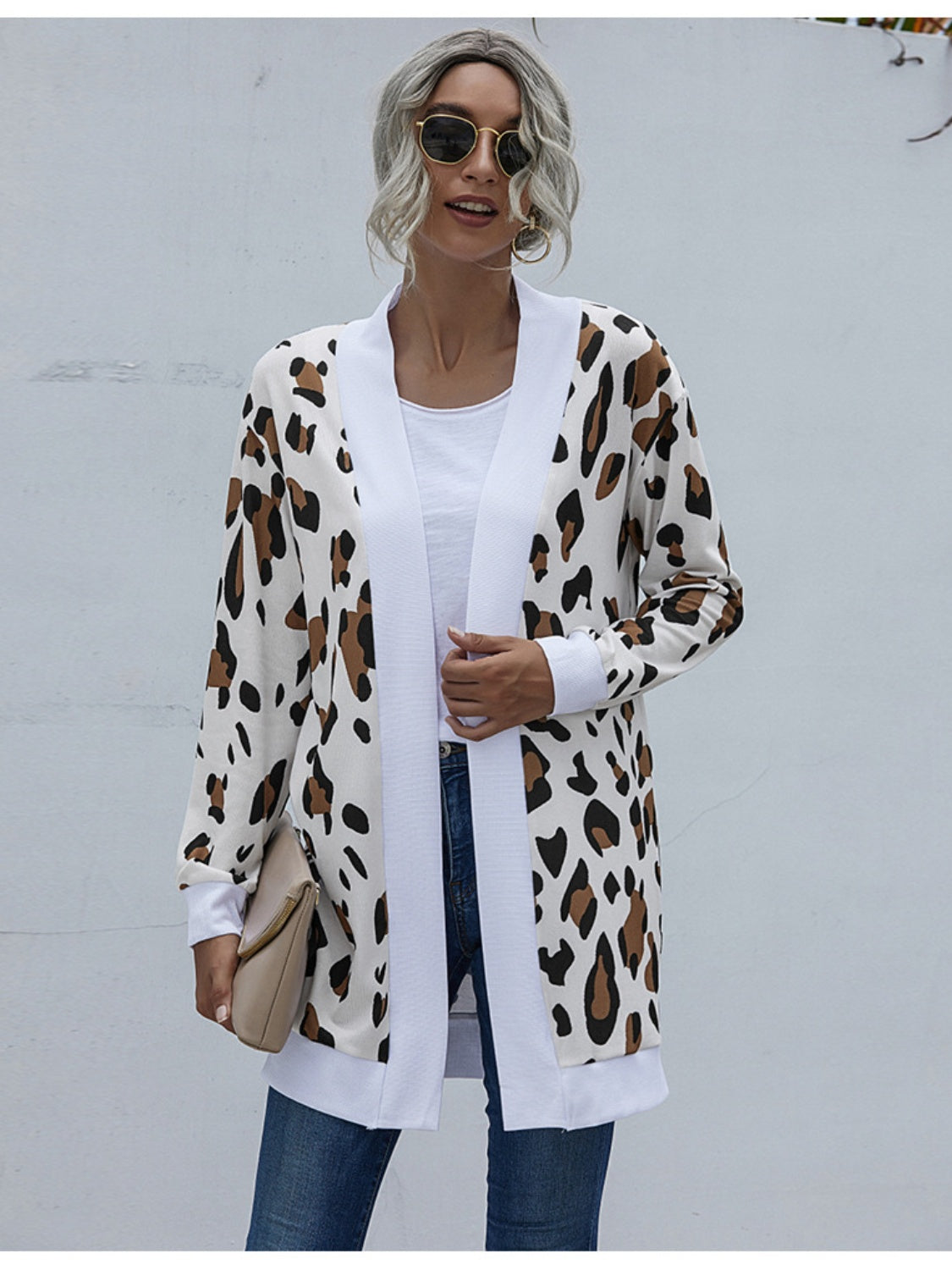 Leopard Open Front Cardigan