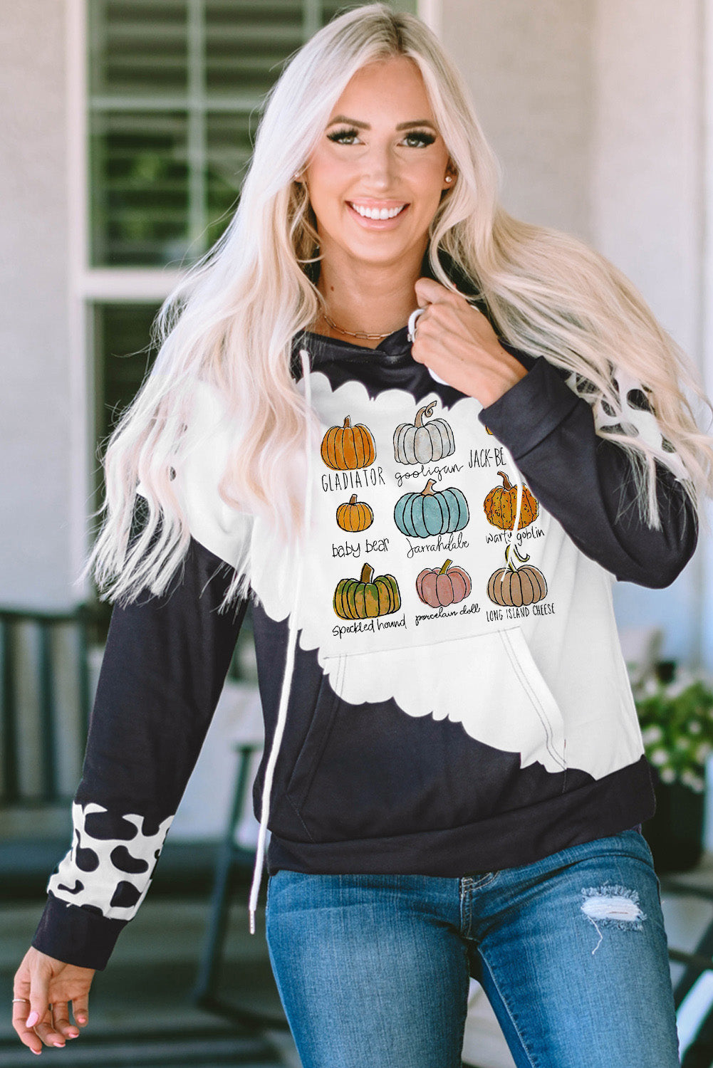 Pumpkin Graphic Drawstring Hoodie with Pocket