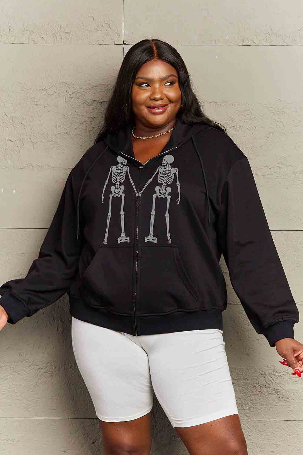 Simply Love Full Size Skeleton Graphic Hoodie