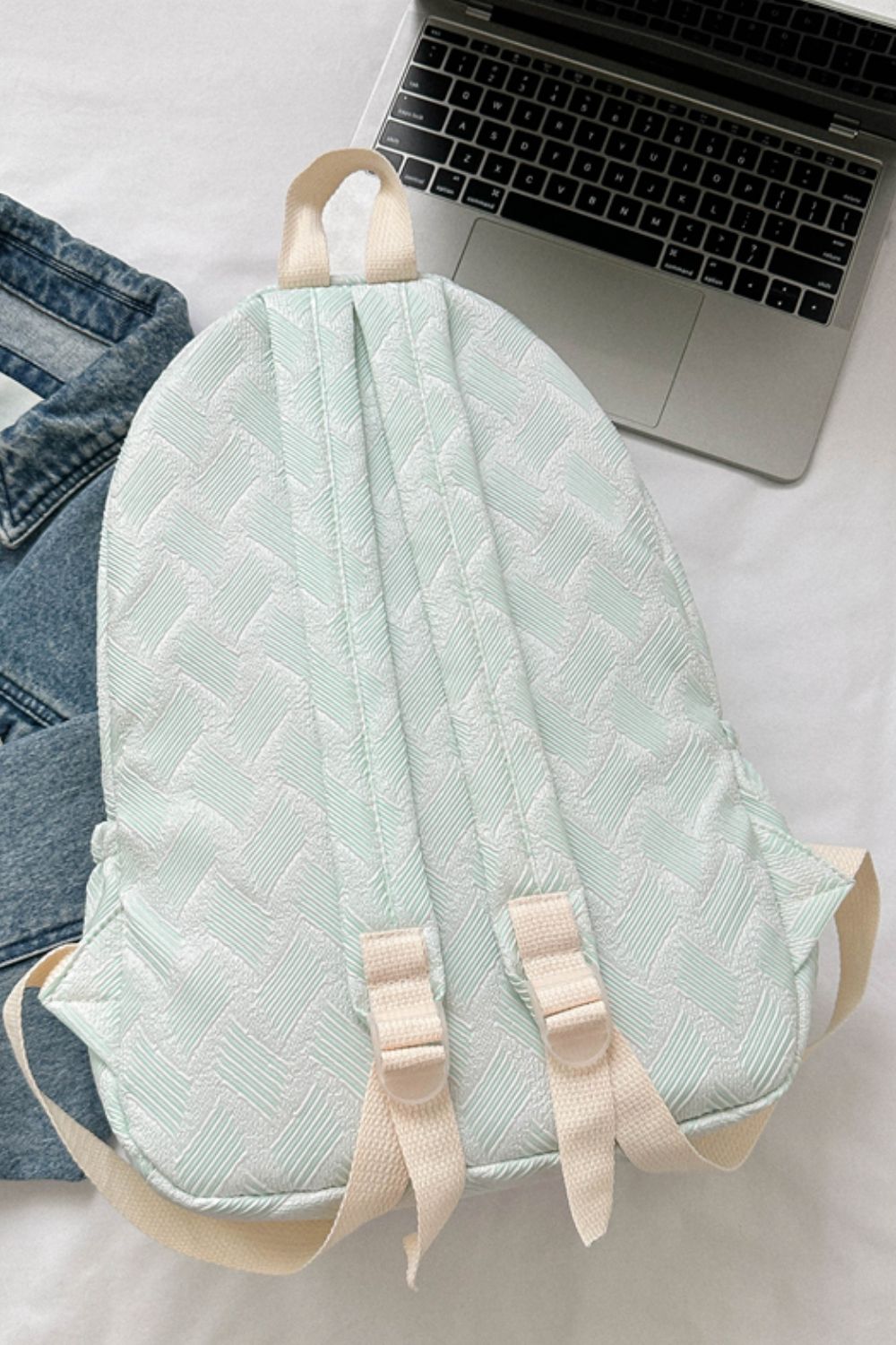 Printed Polyester Large Backpack (Fluffy Ball Included)