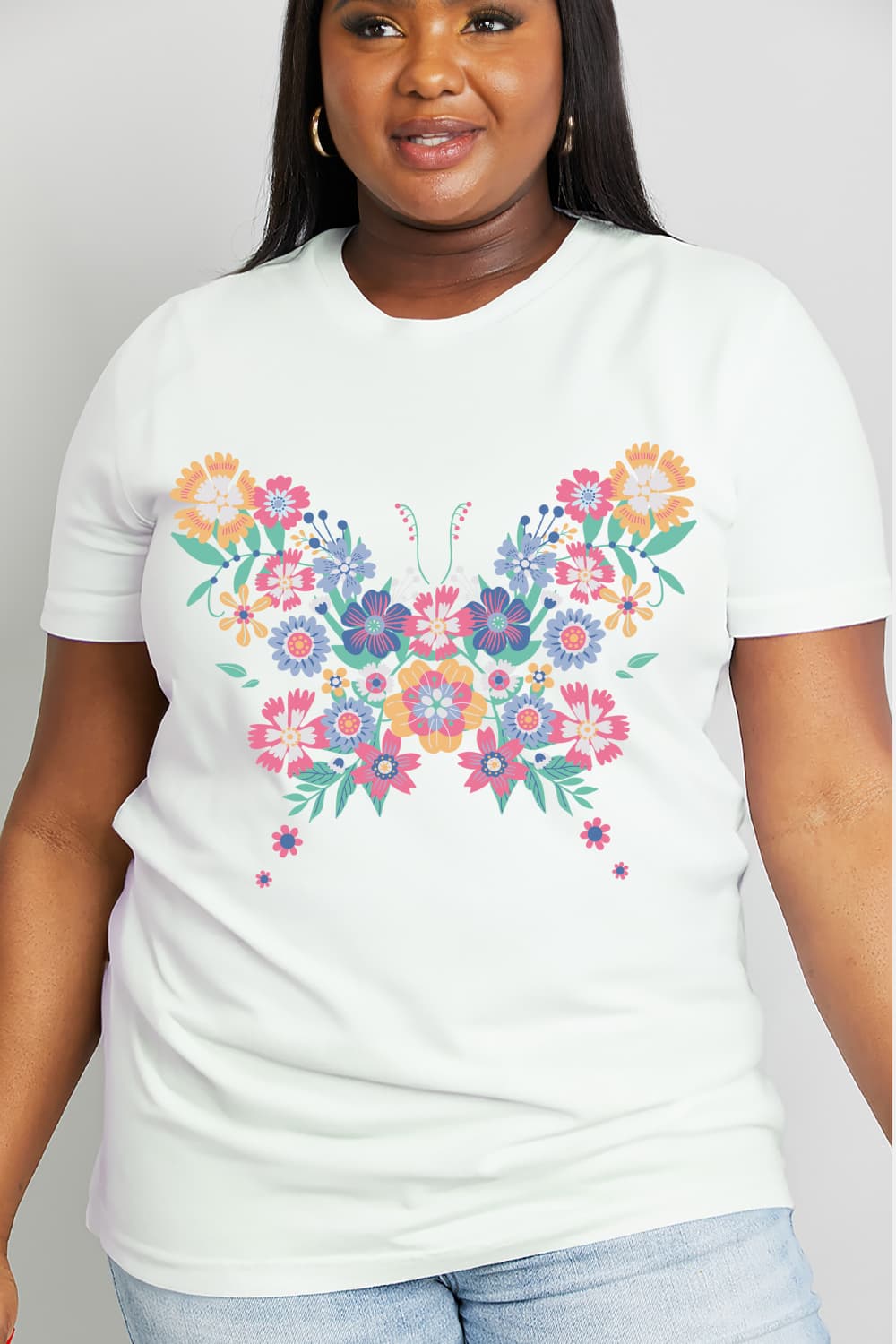 Simply Love Simply Love Full Size Flower Butterfly Graphic Cotton Tee