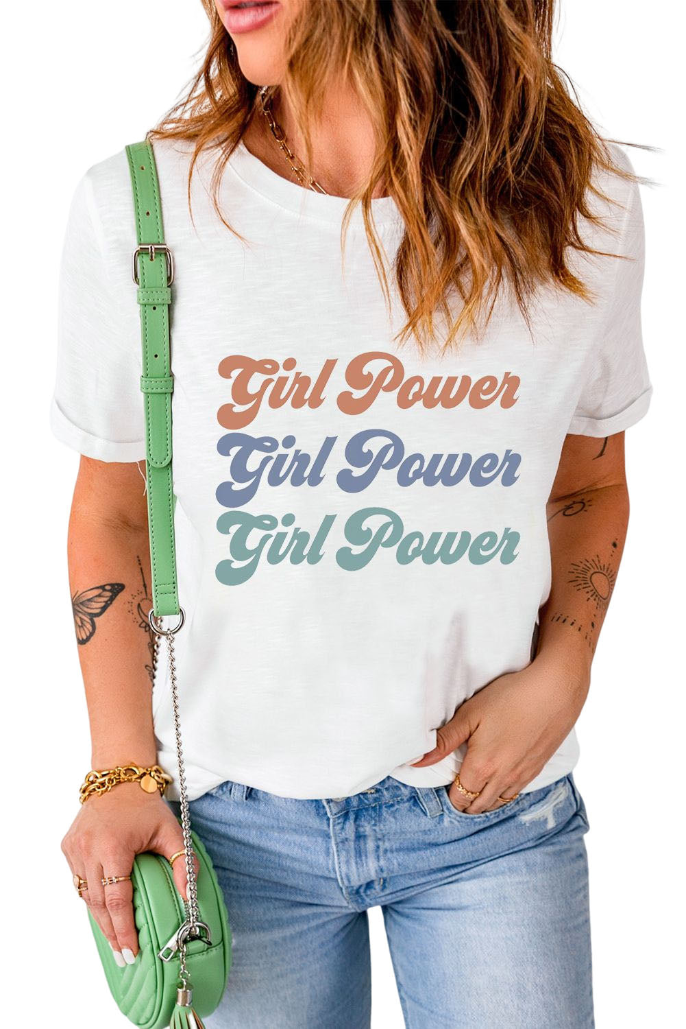 GIRL POWER Graphic Round Neck Tee