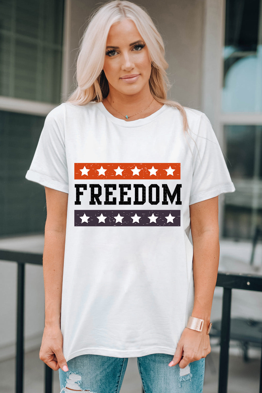 FREEDOM Graphic Cuffed Sleeve Tee