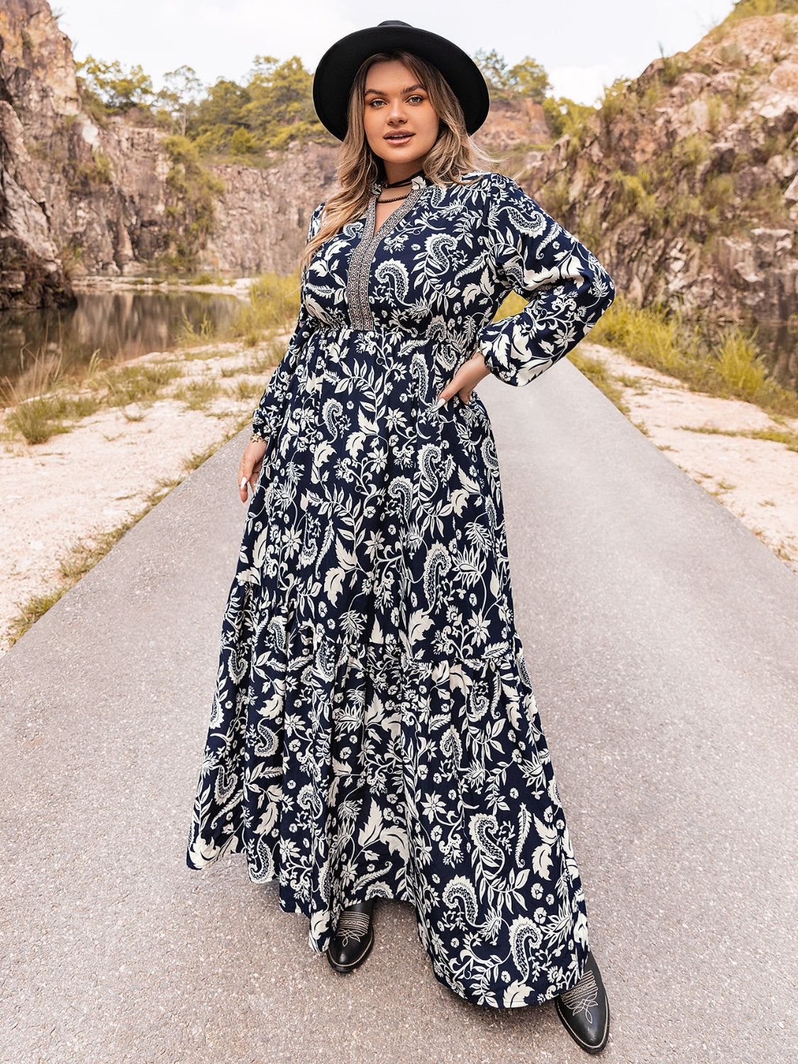 Plus Size Long Sleeve Maxi Dress