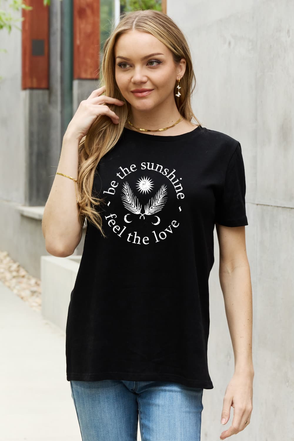 Simply Love Simply Love Full Size BE THE SUNSHINE FEEL THE LOVE Graphic Cotton Tee