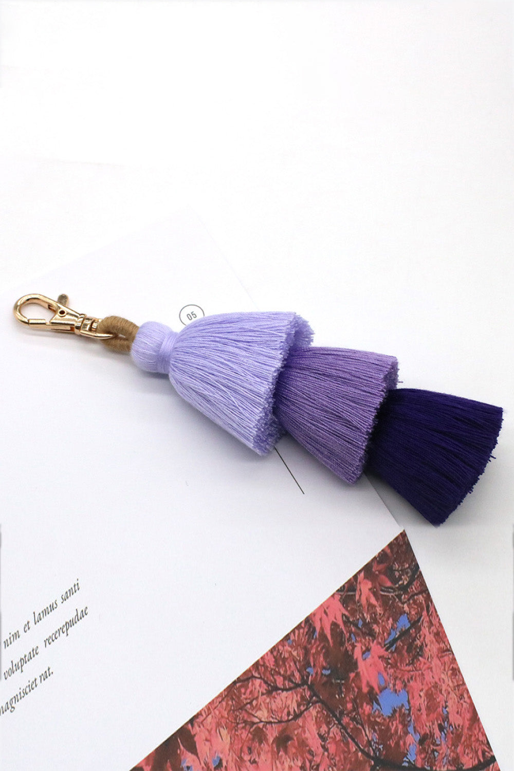 Assorted 4-Pack Multicolored Fringe Keychain