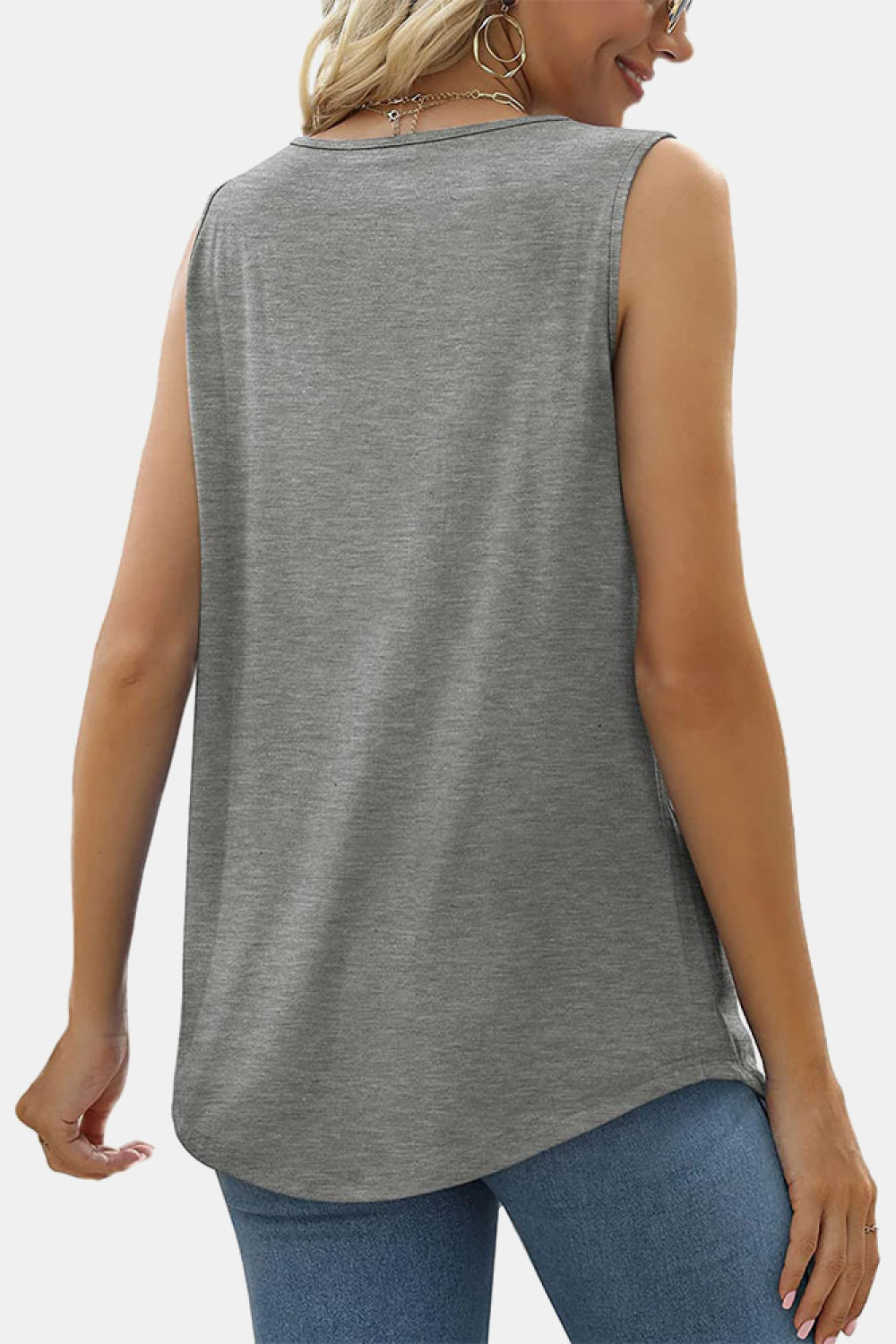 Square Neck Pleated Detail Tank