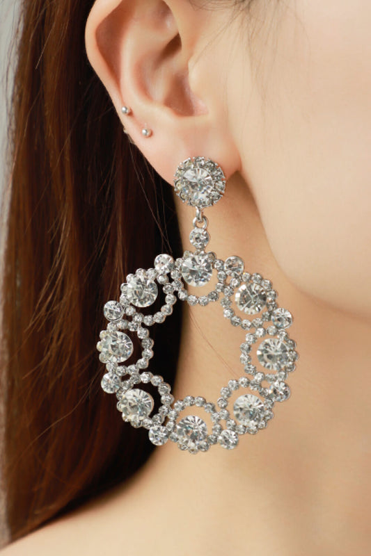 Alloy Rhinestone Round Drop Earrings