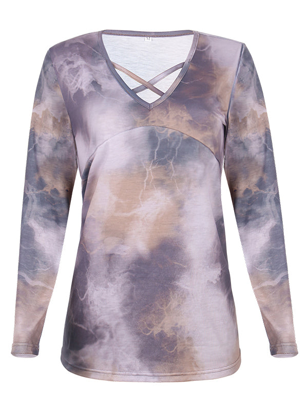 Tie-Dye Crisscross V-Neck Top