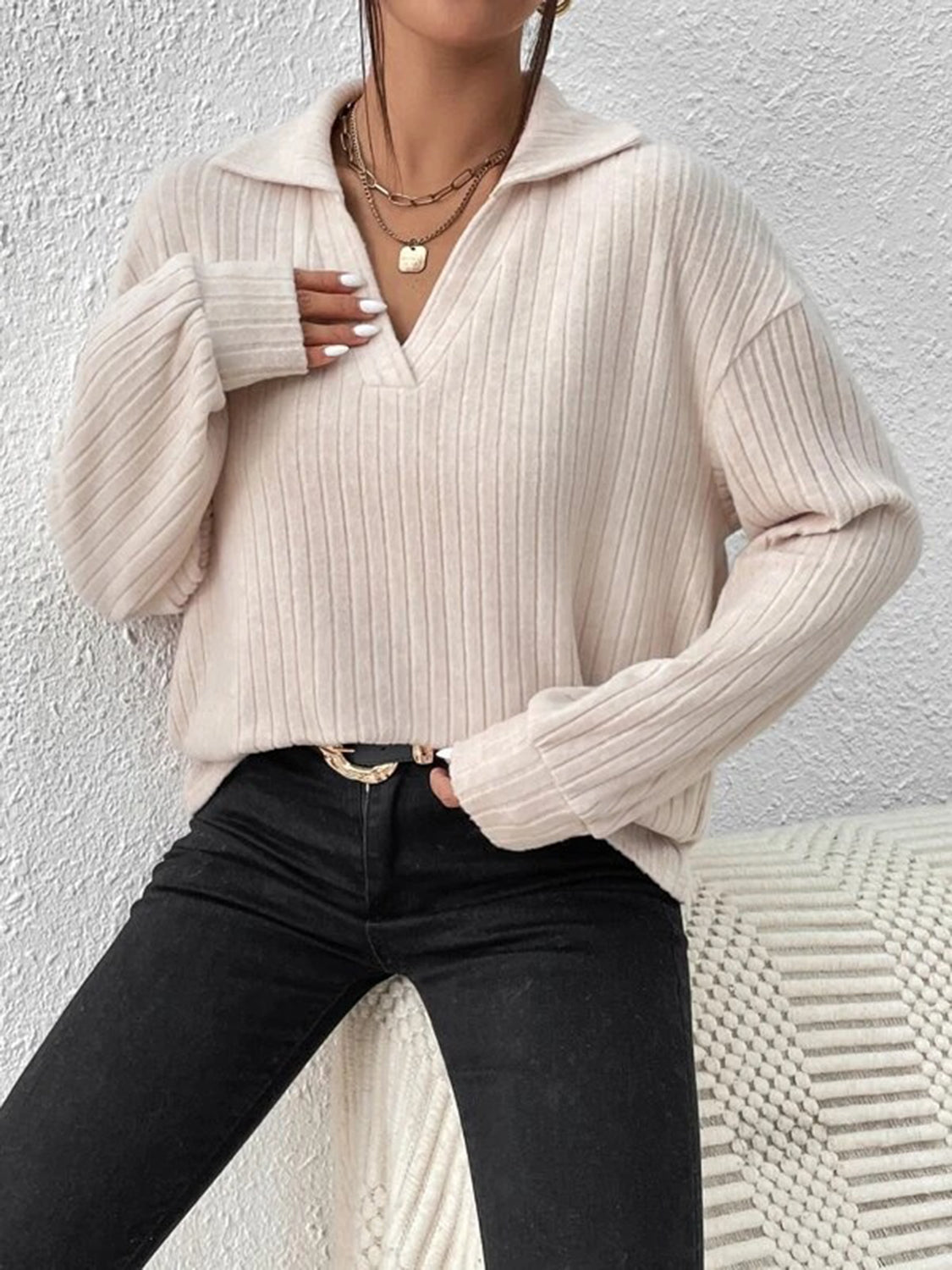 Johnny Collar Ribbed Top