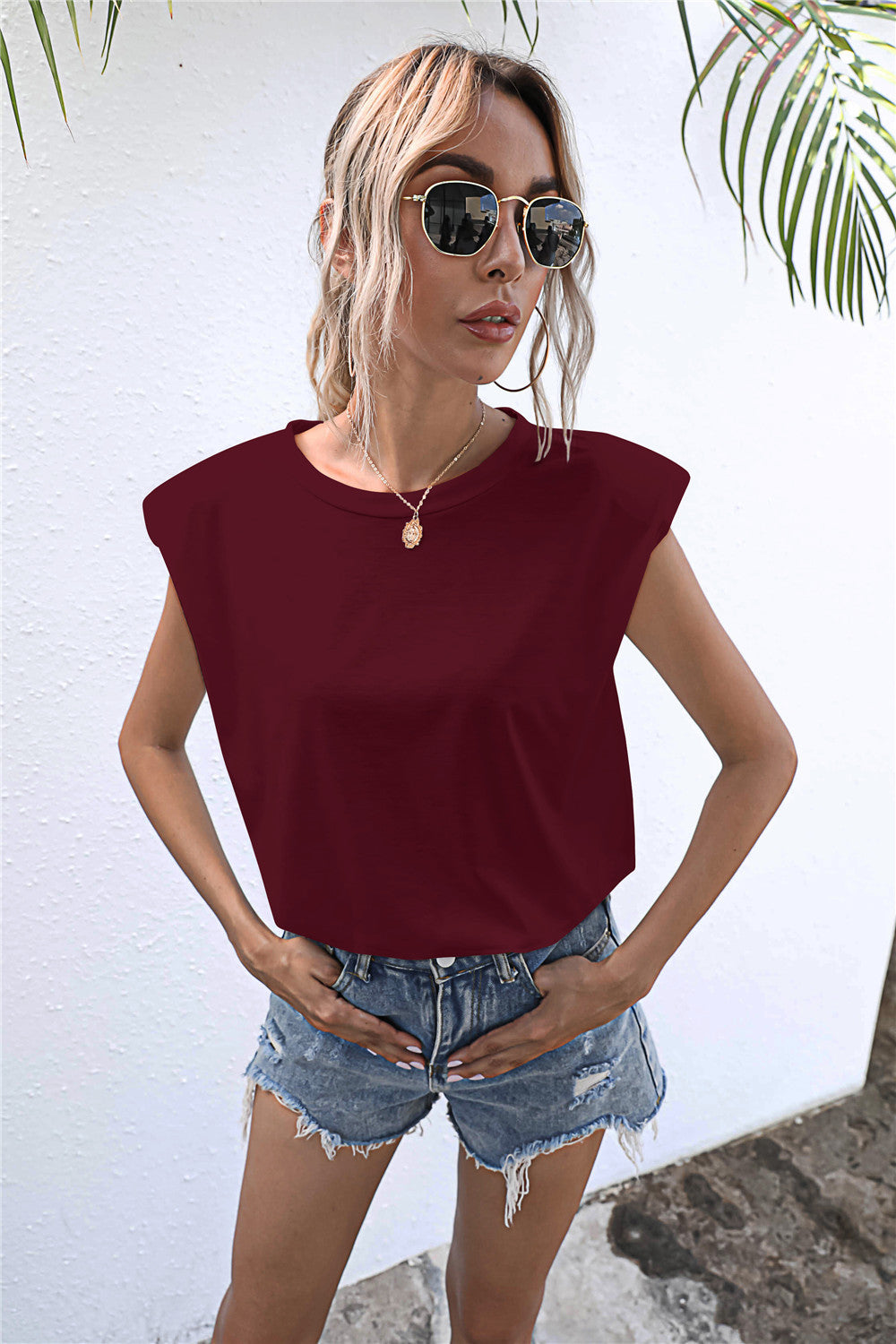 Round Neck Cap Sleeve Tee