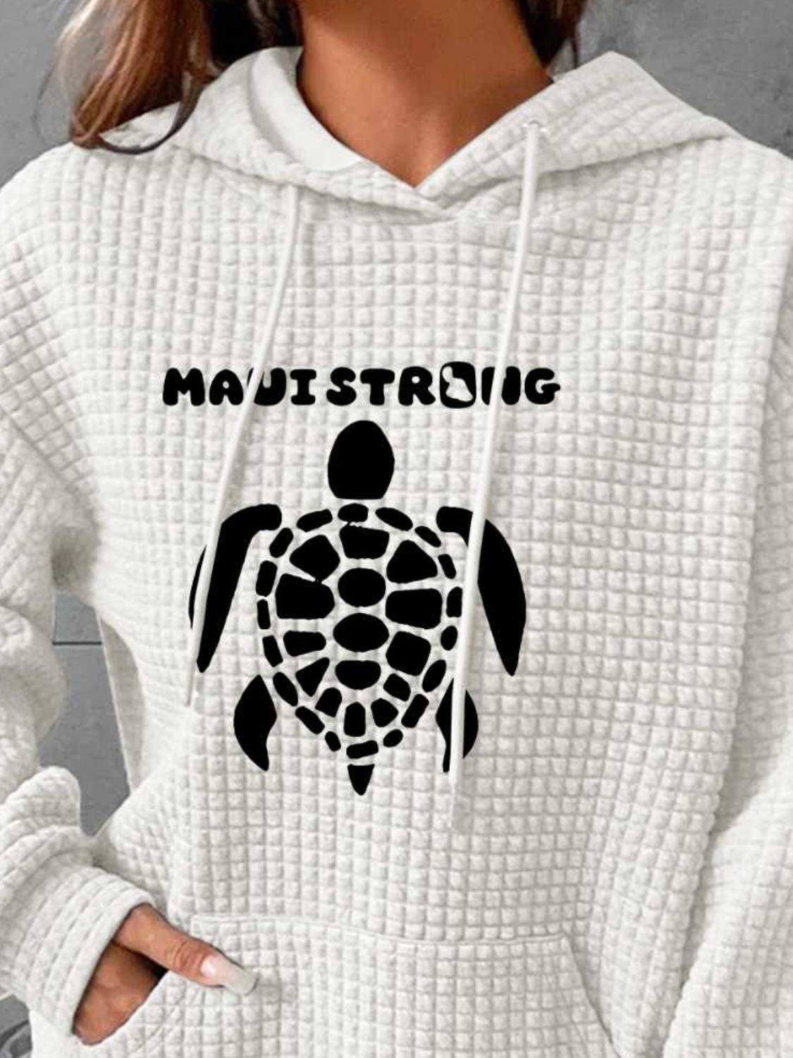 Full Size Turtle Graphic Drawstring Hoodie