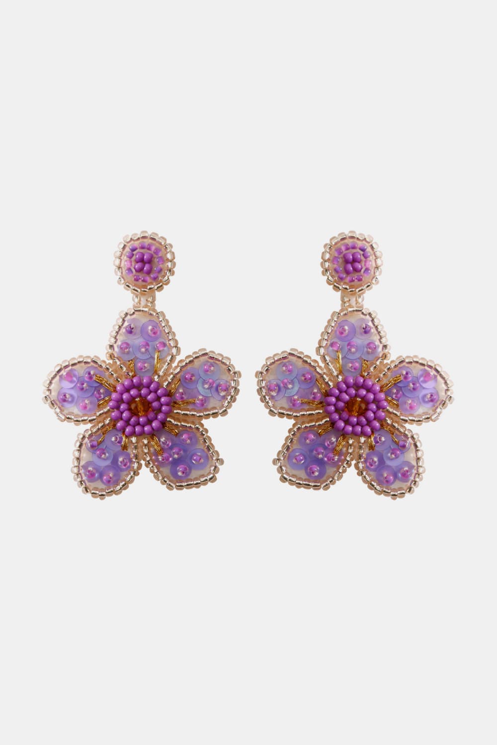 Flower Shape Beaded Dangle Earrings