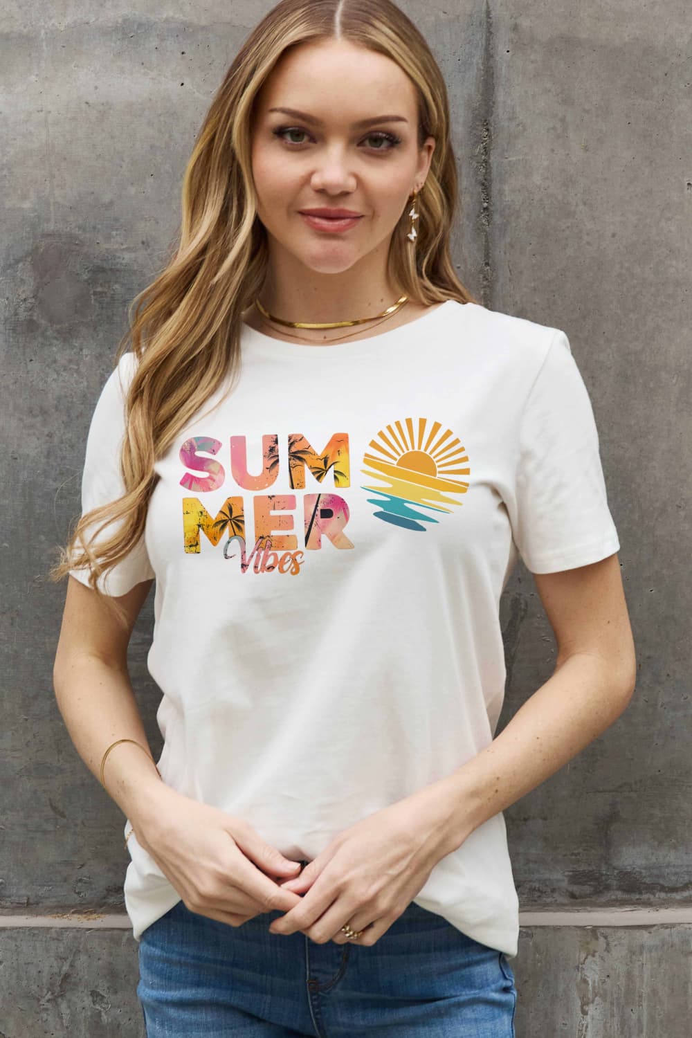 Simply Love Full Size SUMMER VIBES Graphic Cotton Tee