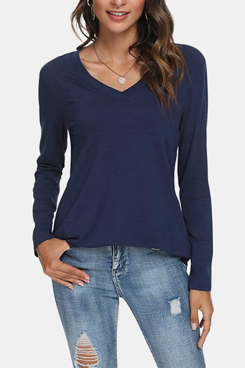 V-Neck Long Sleeve T-Shirt