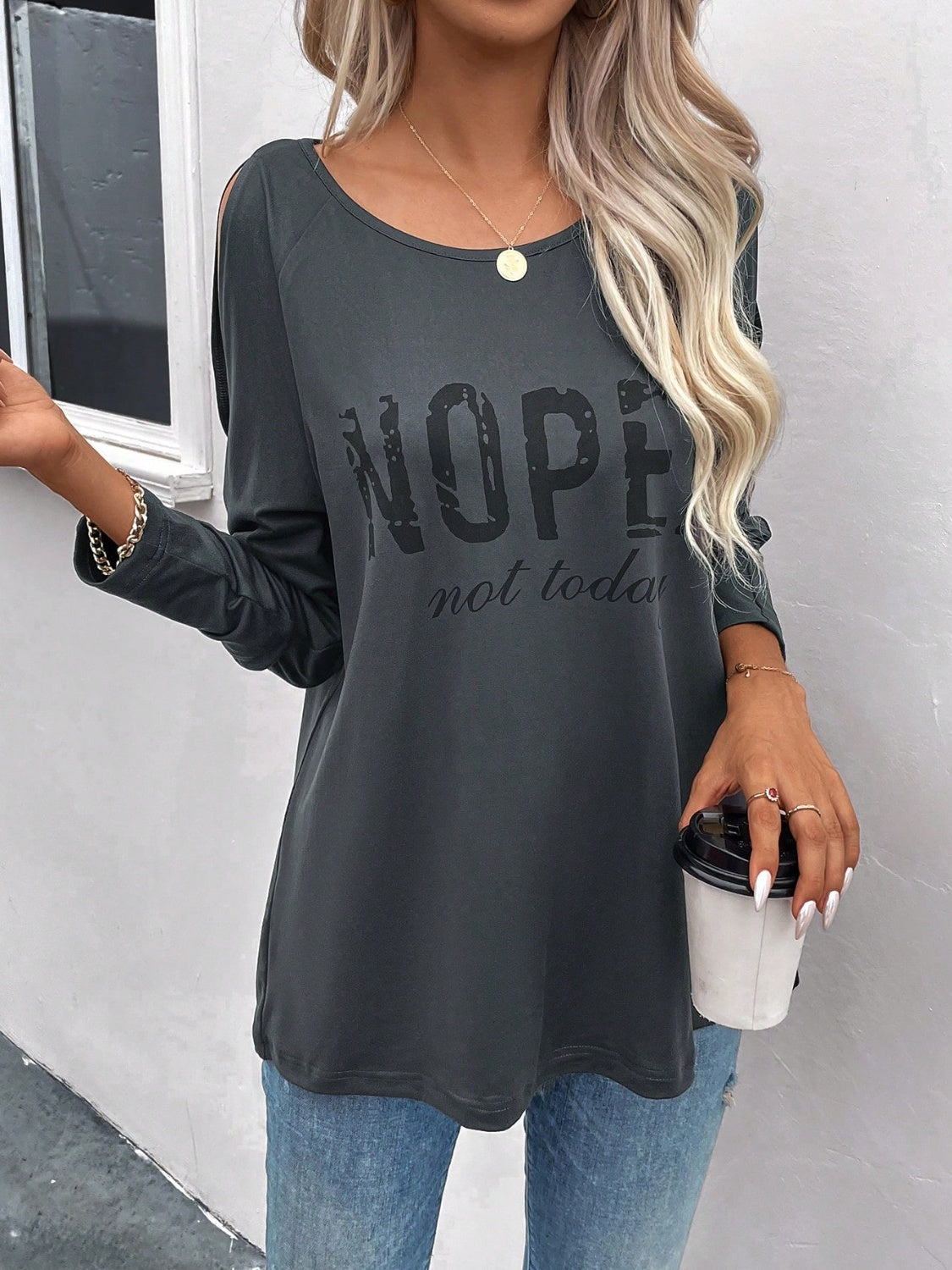 Graphic Cutout Round Neck T-Shirt