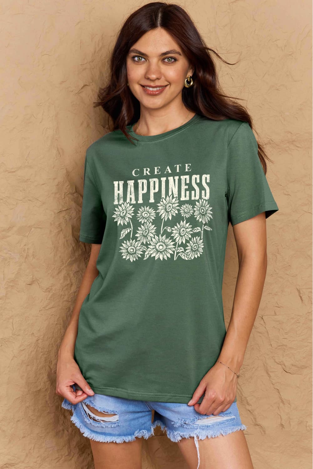 Simply Love Full Size CREATE HAPPINESS Graphic Cotton T-Shirt