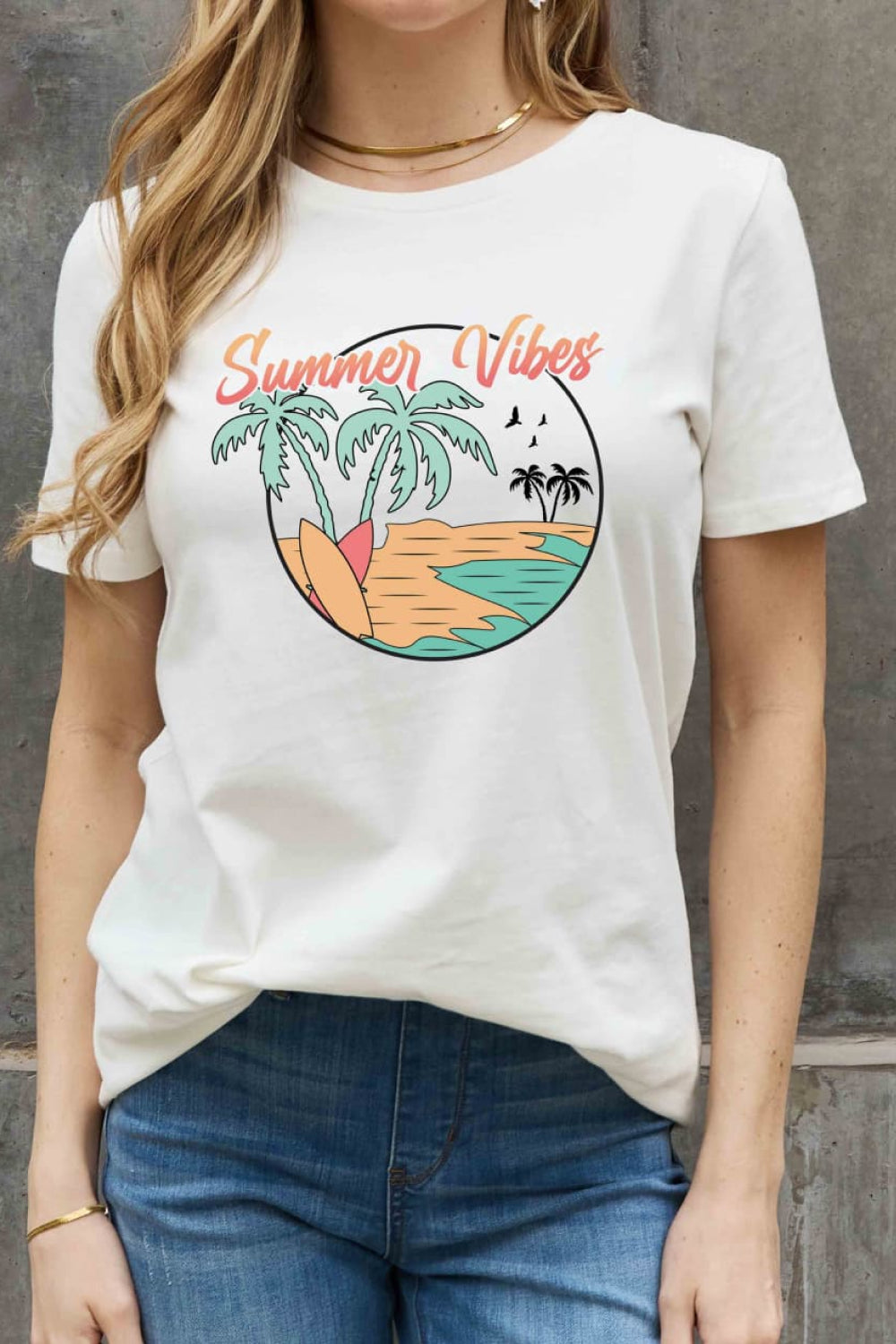 Simply Love Full Size SUMMER VIBES Graphic Cotton Tee