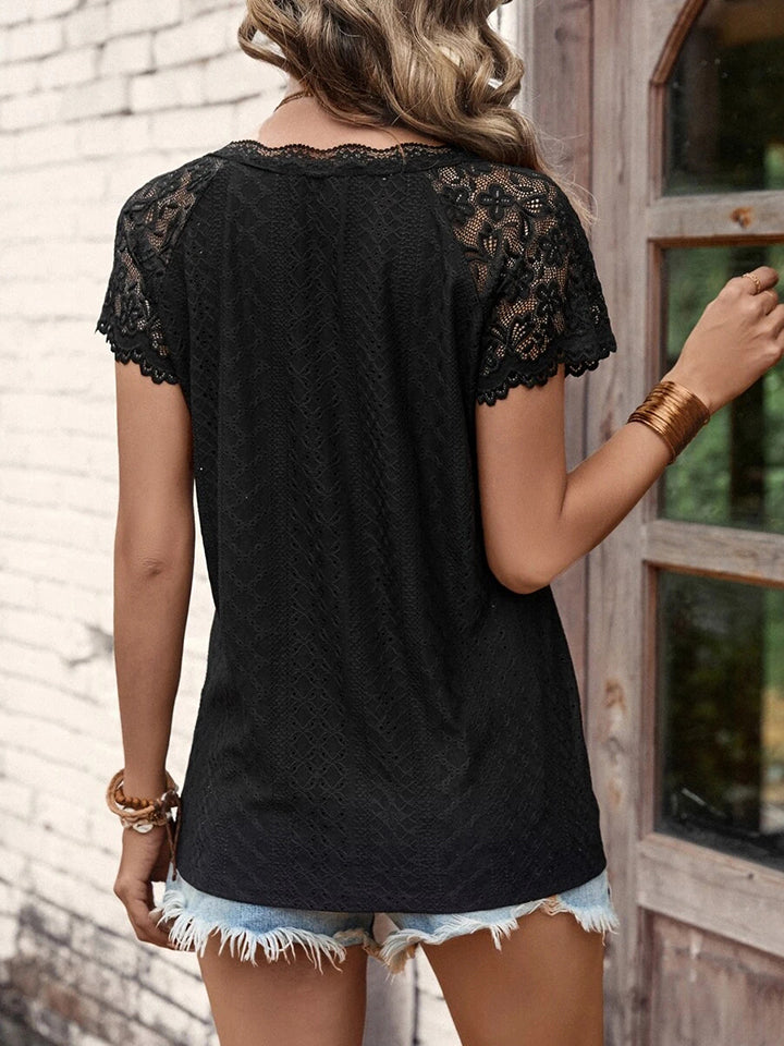 V-Neck Short Sleeve Blouse