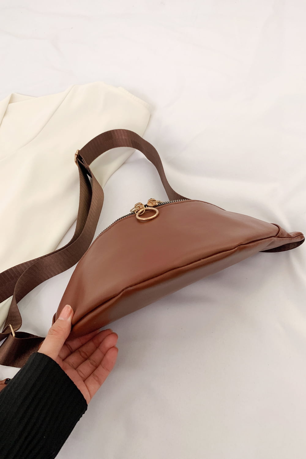 PU Leather Sling Bag with Small Purse