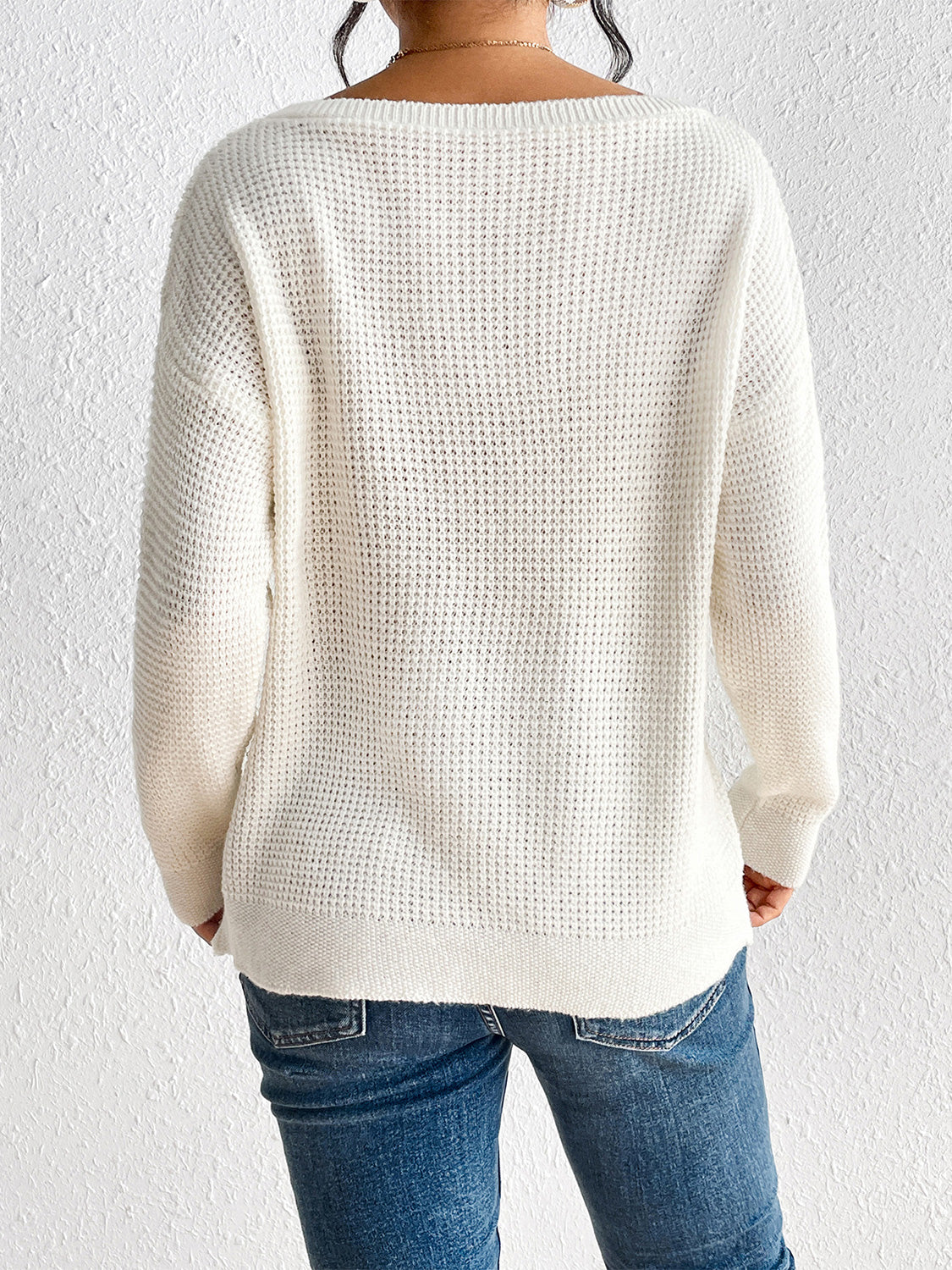 Boat Neck Drop Shoulder Sweater