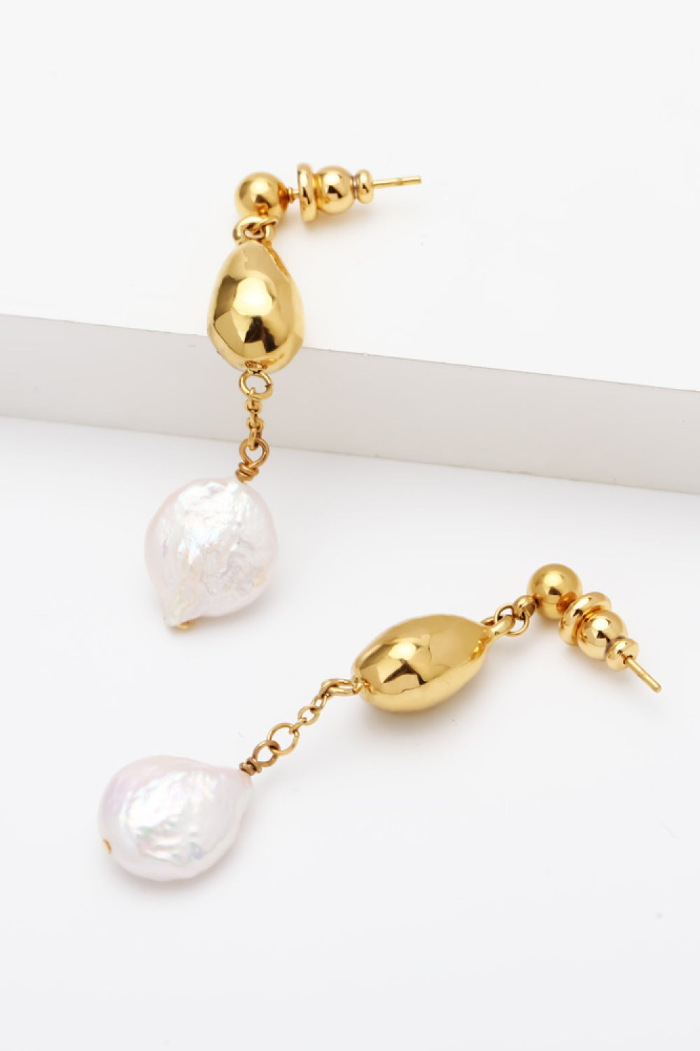 18K Gold-Plated Two-Tone Pearl Drop Earrings