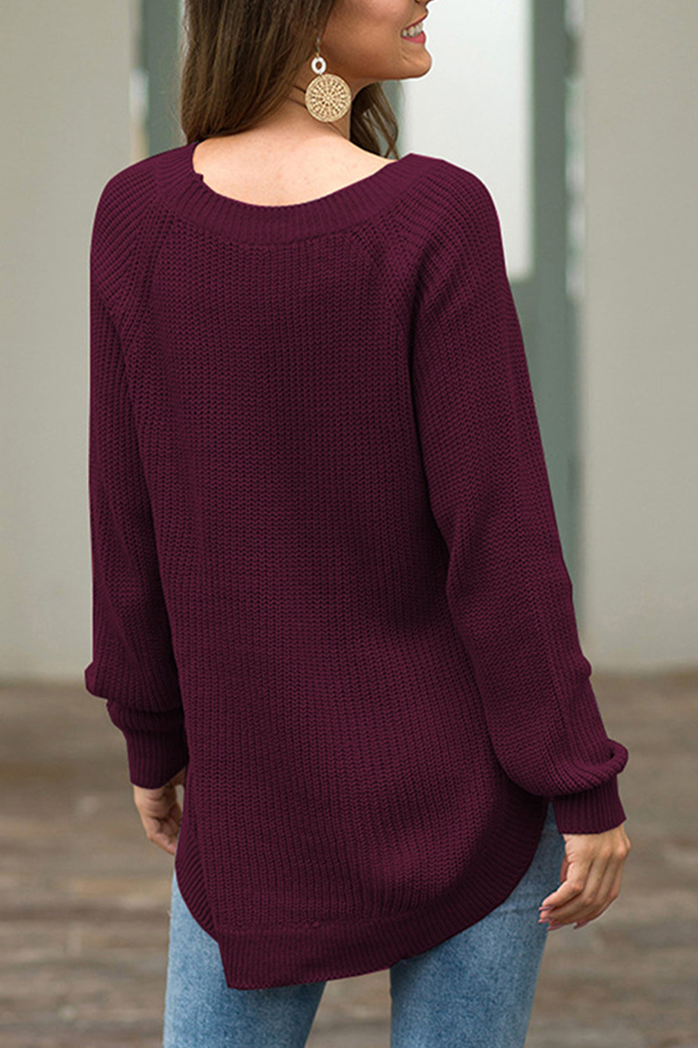 Round Neck Ribbed Knit Top