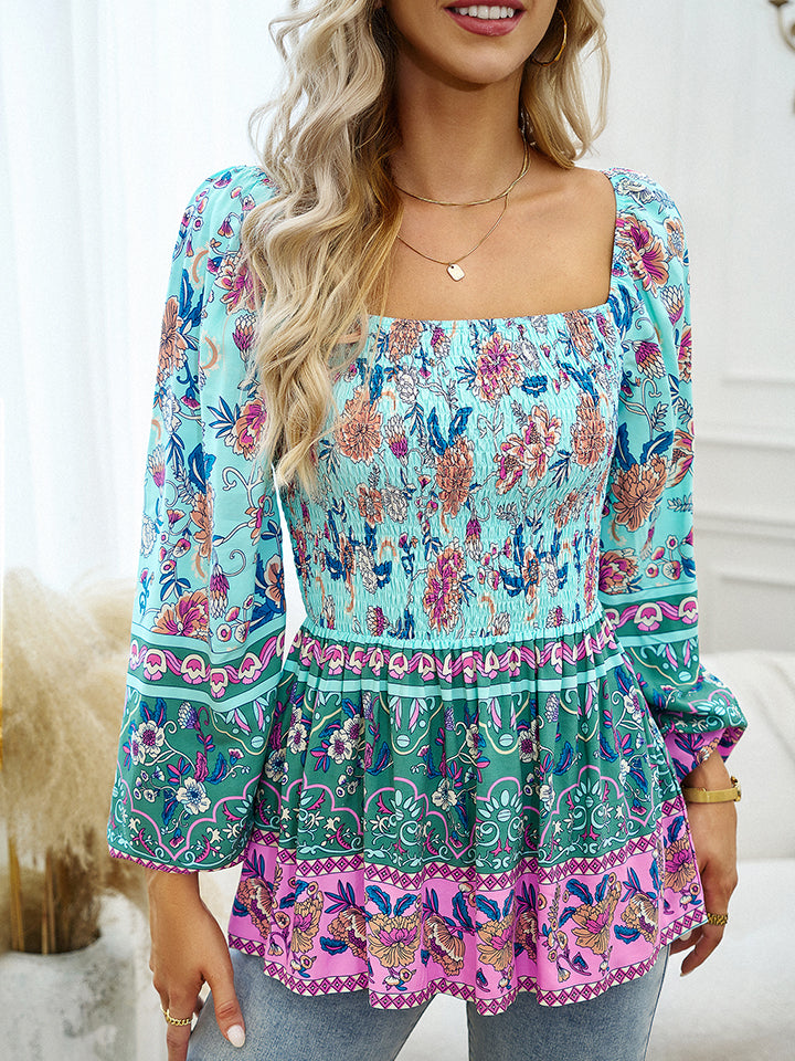 Square Neck Printed Blouse