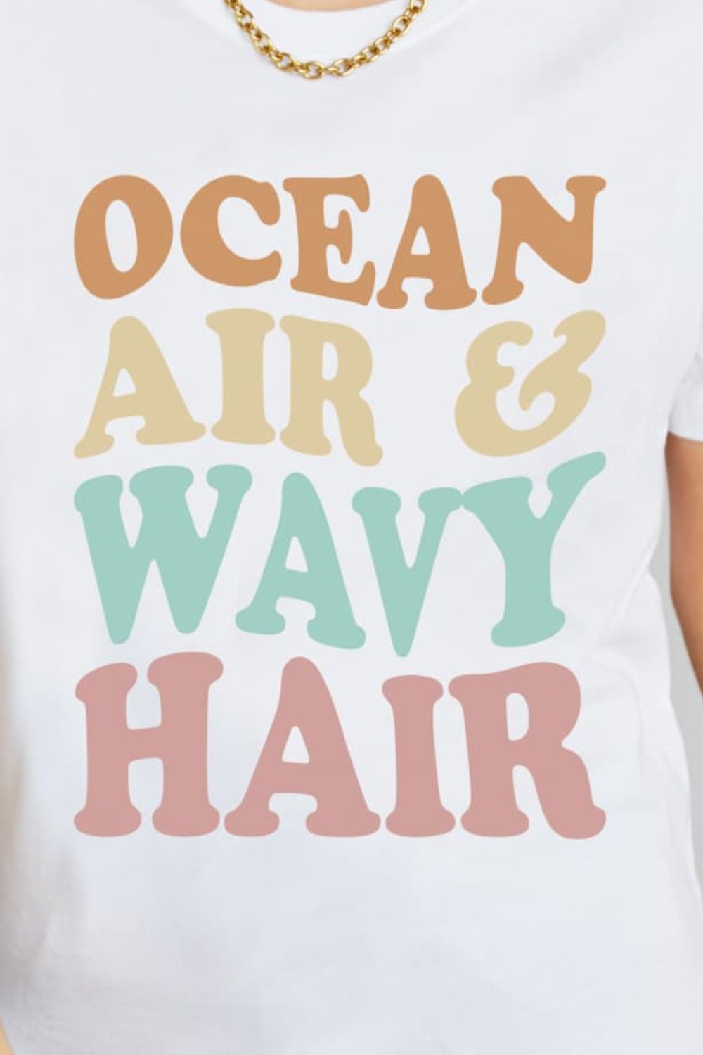 Simply Love Full Size OCEAN AIR & WAVY HAIR Graphic Cotton T-Shirt