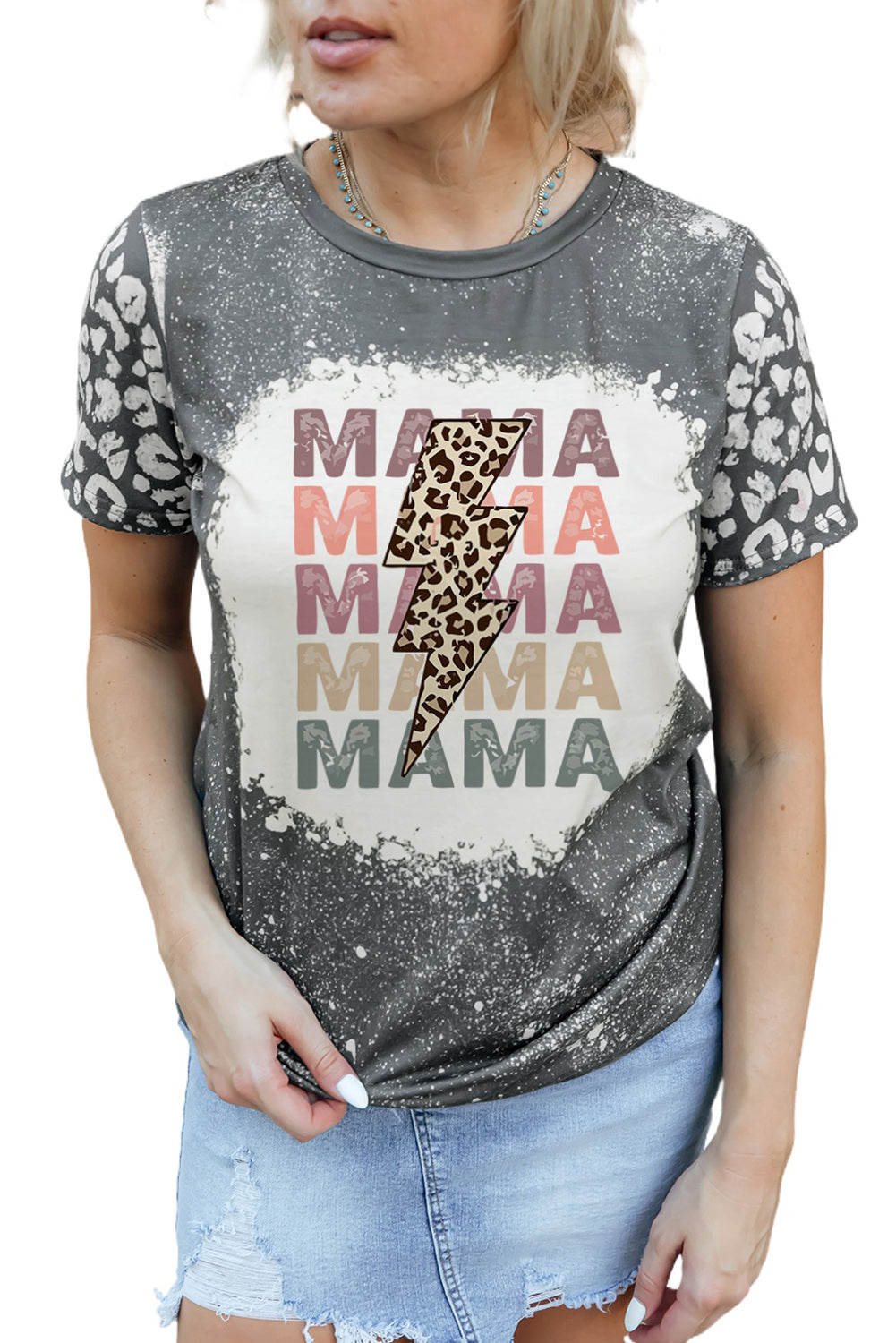 MAMA Leopard Lightning Graphic T-Shirt