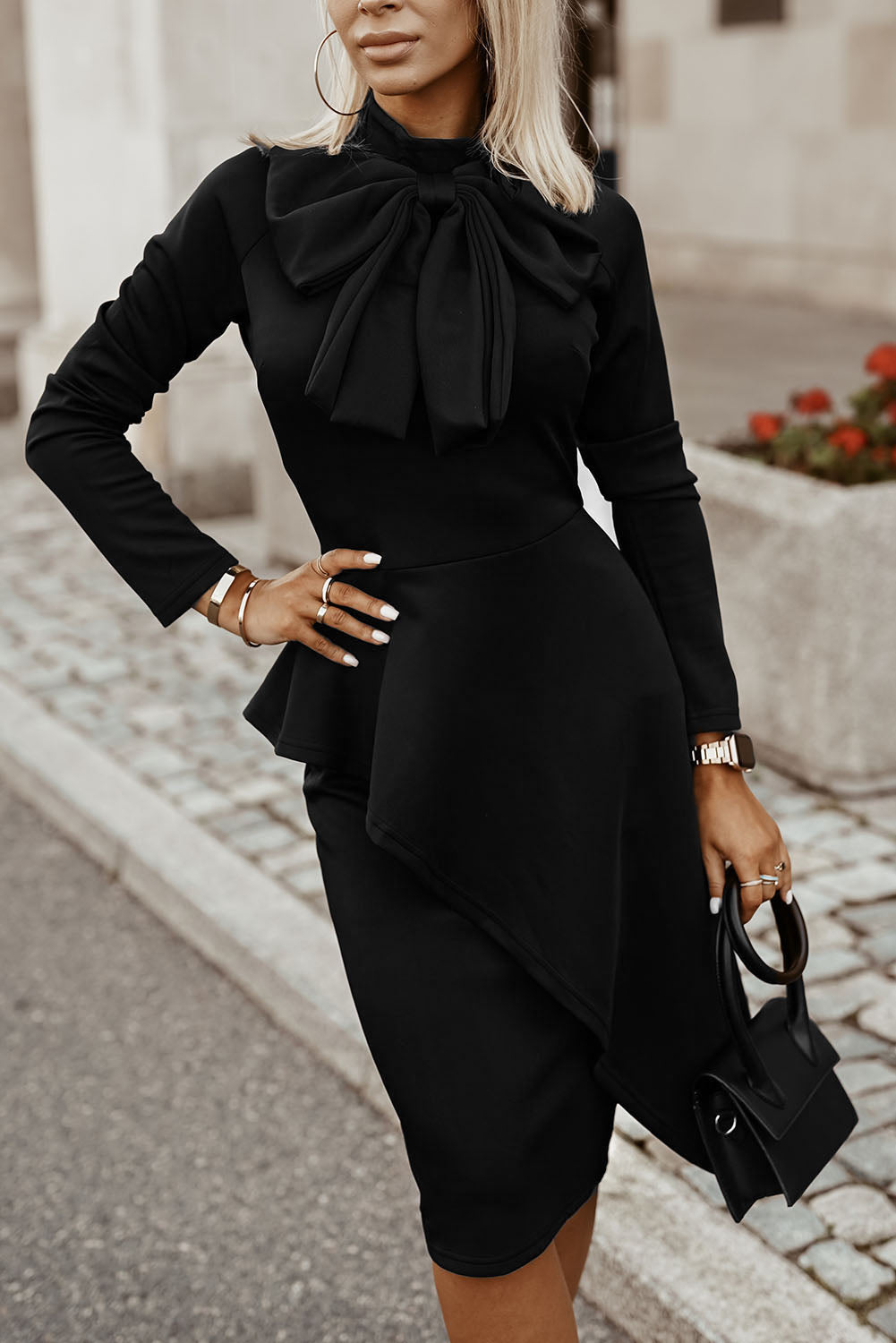 Bow Detail Long Sleeve Dress