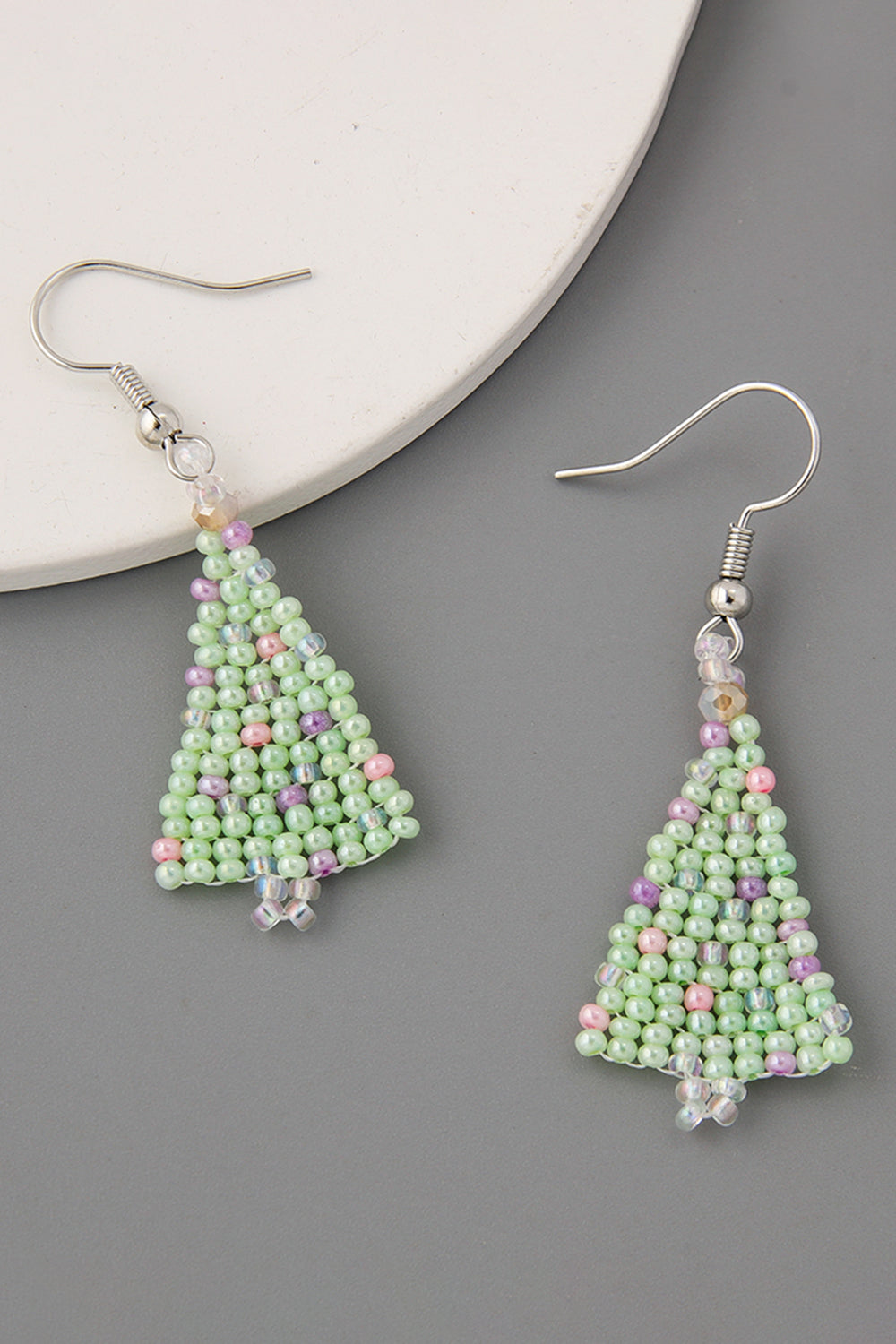 Beaded Christmas Tree Earrings