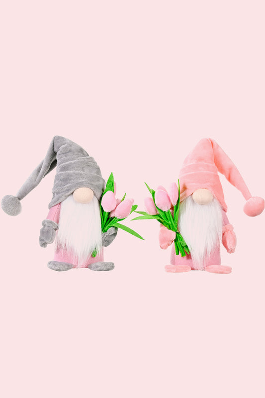 Standing Cute Plush Gnome with Tulip