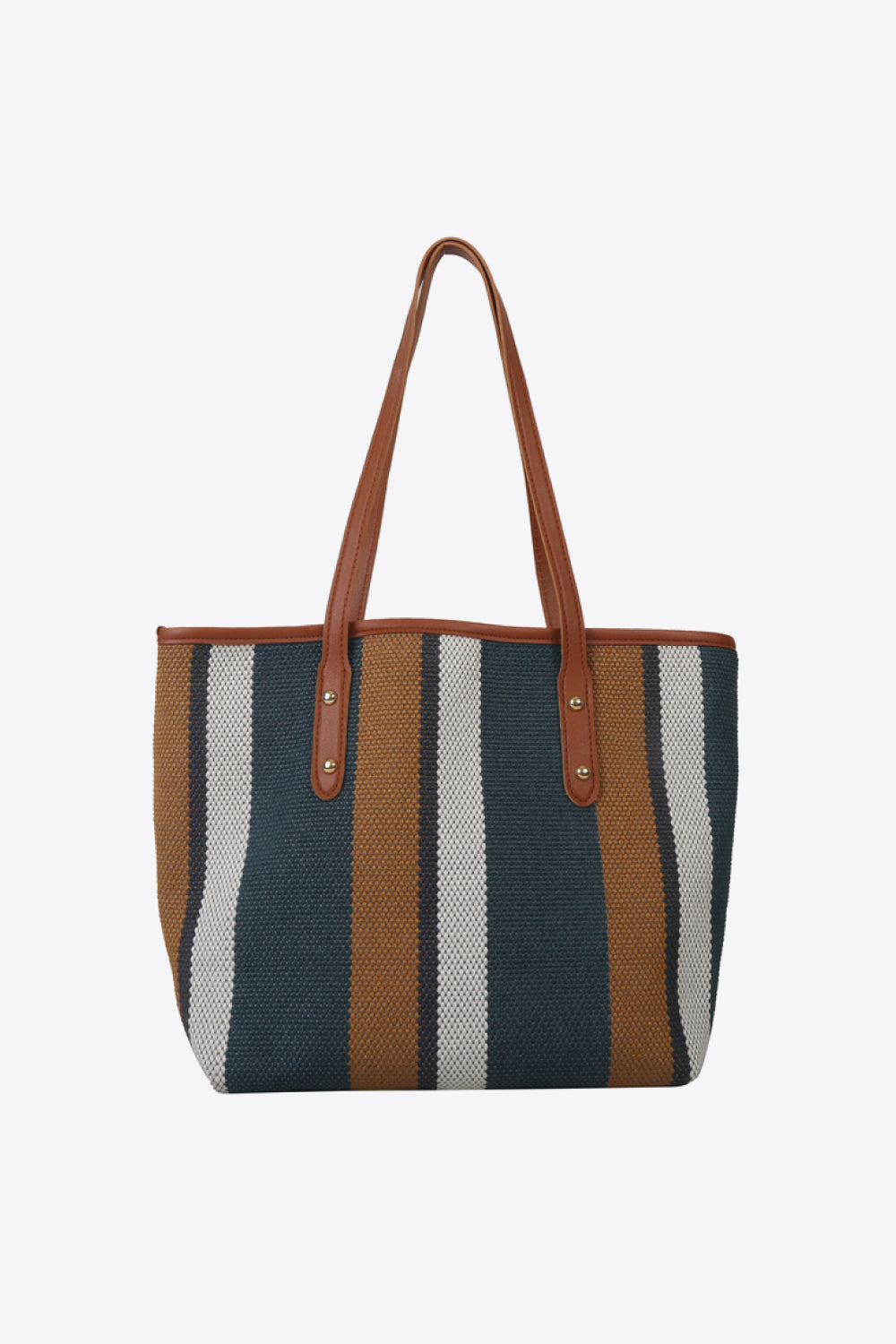 Striped Straw Tote Bag