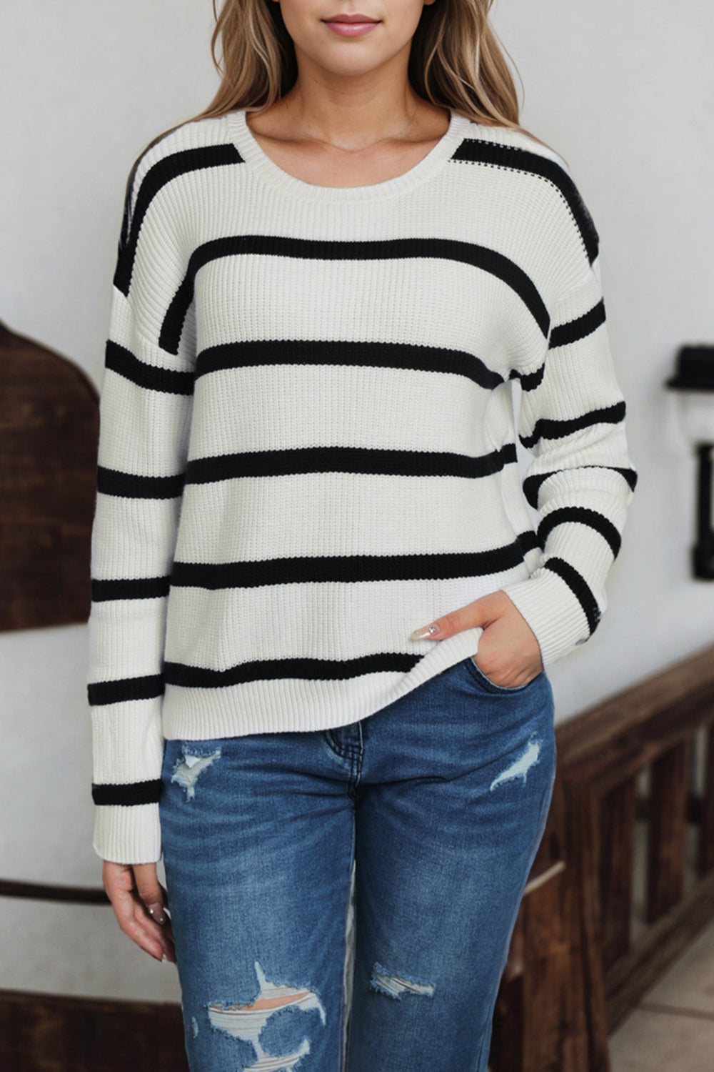 Striped Drop Shoulder Sweater