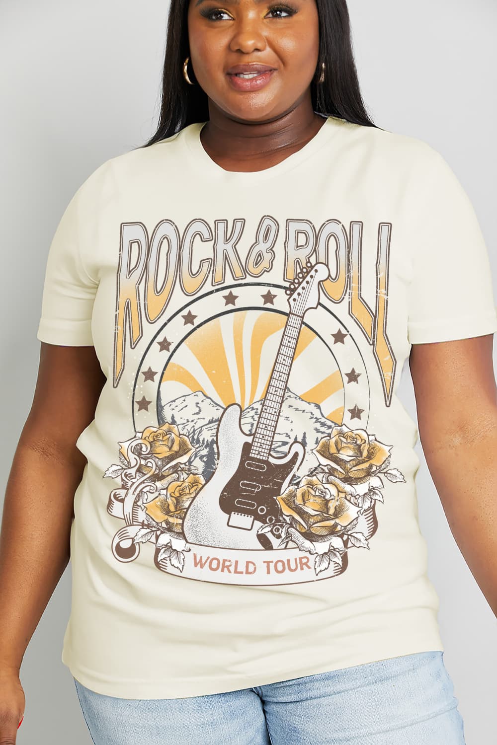 Simply Love Simply Love Full Size ROCK & ROLL WORLD TOUR Graphic Cotton Tee