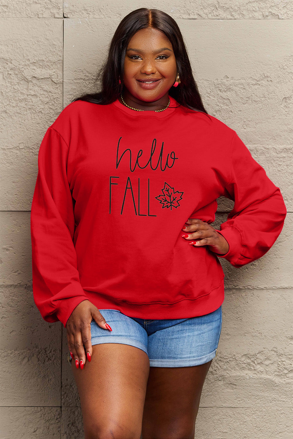 Simply Love Full Size HELLO FALL Graphic Sweatshirt